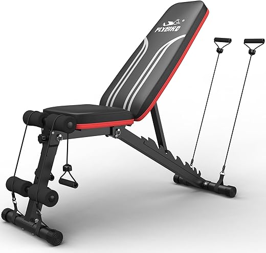 FLYBIRD Adjustable Bench,Utility Weight Bench for Full Body Workout- Multi-Purpose Foldable incline/decline Bench